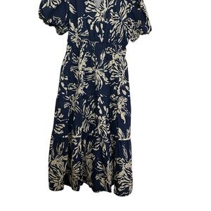 Navy and Cream Floral Women's Dress